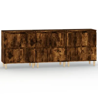Produktbild von Sideboards 3 Stk. Räuchereiche 60x35x70 cm Holzwerkstoff