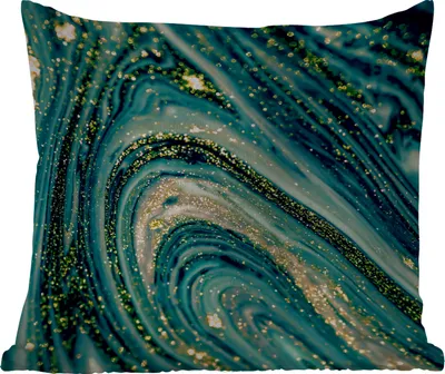 Produktbild von MuchoWow® Outdoor Kissen - Marmoroptik - Luxus - Gold - Türkis - Glitzer - 60x60 cm - Wetterfest - Lounge Kissen - Dekoration - Schlaf Kissen