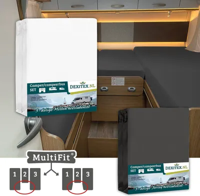 Image de Ensemble 3 pièces avec matelas central -1 ensemble de draps-housses (3 pièces) et 1 ensemble de moltons (3 pièces) - 1 Flanelle + 1 Anthracite - 1Flanelle+1Anthracite
