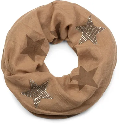 Produktbild von styleBREAKER Loop Schal mit Sterne Muster und edler Strass Applikation, Schlauch