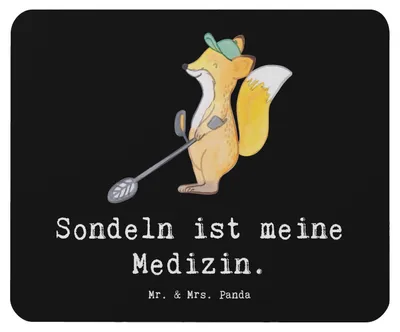 Produktbild von Mr. & Mrs. Panda Mousepad Fuchs Metalldetektor - Schwarz - Geschenk, Sondeln, Sondengänger, Münzen Suchen, Mouse Pad, mousematte, Schatzsuche, mausteppich, Mauspad
