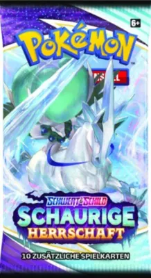 A Pokémon trading card booster pack with an icy theme.