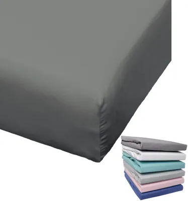 Produktbild von Bierbaum Biber Spannbettlaken Baumwolle 150x200 cm Weiß Grau Blau Rosa Türkis Silber Flieder Grün Taupe Rundgummi, Farbe:Graphit