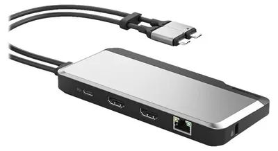 Produktbild von ALOGIC U2CSH-SGR, Kabelgebunden, USB 3.2 Gen 1 (3.1 Gen 1) Type-C, 100 W, 100,1000 Mbit/s, Schwarz, Silber, MicroSD (TransFlash), SD
