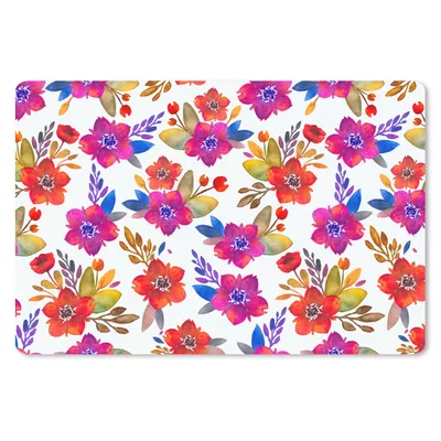 Produktbild von MuchoWow® Schreibtischunterlage Aquarell - Blumen - lila 60x40 cm - XXL Mauspad - Großes Mauspad