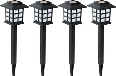 Produktbild von 4er Set LED Solarleuchten, schwarz, Laterne, Höhe 38 cm