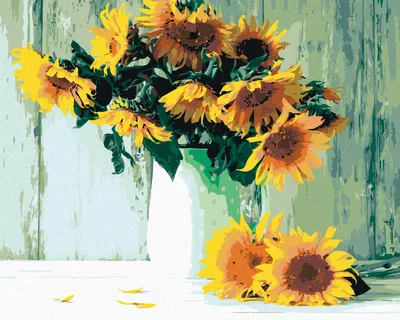 Produktbild von Zuty - Malen nach Zahlen - SONNENBLUMEN AN EINER ALTEN MAUER, 40x50 cm, mit Keilrahmen (bereits gespannt)