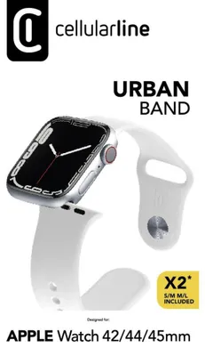 Produktbild von Cellularline Urban Band - Apple Watch 42/44/45/49 mm, Band, Smartwatch, Weiß, Apple, Watch 42/44 mm, Silikon