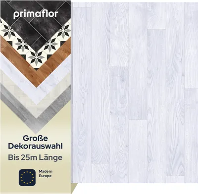 Produktbild von Primaflor PVC TURIN - Eiche Weiß 090S - 2,00m x 8,00m - Meterware - Vinyl-Boden in Holzoptik für Küche, Wohn- und Badezimmer, Hochwertige Auslegware, Anti-Rutsch Oberfläche