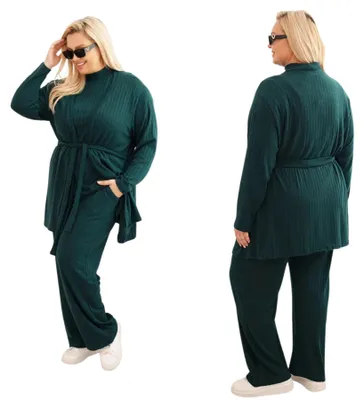 Immagine prodotto di Set da donna taglie forti a 3 pezzi, verde scuro