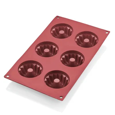 Zdjęcie produktu dla Gugelhupf Bakeflex, 6 foremek, Ø 6,5 cm, czerwone, silikonowe