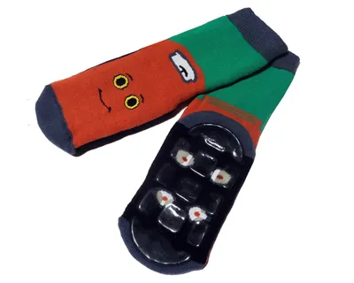Produktbild von Kinder ABS-Socken aus Baumwolle Auto-Freunde Grün Größe 19-22