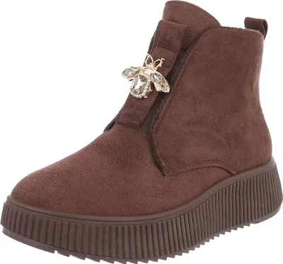 Produktbild von Ital-Design Damen Stiefeletten Keilstiefeletten Leicht gefüttert Wildlederoptik Plateaustiefeletten 90457999 Braun Gr.  38