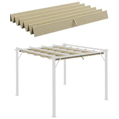 Obrázok produktu pre Náhradná strecha pre pavilón s odvodnými otvormi, stiahuteľná, vlnitá, krytá, vhodná do záhrady alebo na terasu, 250 x 255 cm, béžová