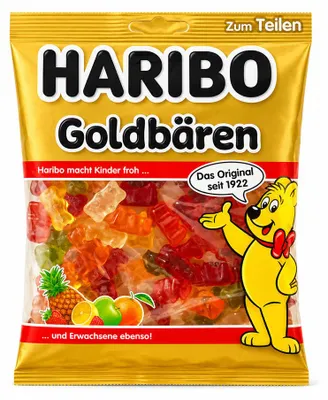 Produktbild von Haribo Goldbären, Gummibärchen, 175 g, 1459 kJ, 343 kcal, 77 g, 46 g