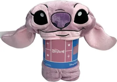 Produktbild von Plaid Polaire mit Kapuze, 3D Angel Design, 120 x 150 cm, Disney Lilo & Stitch, Kuscheldecke