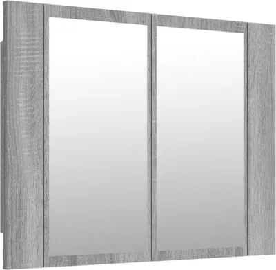 Obrázek produktu pro vidaXL LED zrcadlová skříňka Grey Sonoma 60x12x45 cm Dřevěný materiál