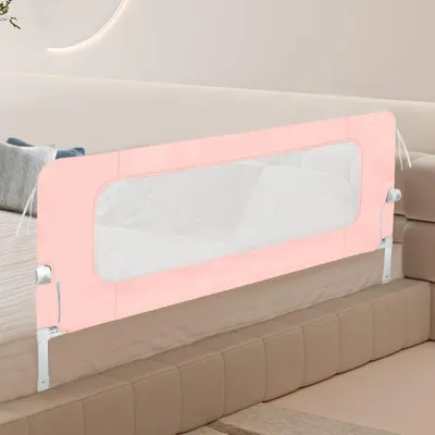 Image de Barrière de lit bébé 180 cm réglable en hauteur, sans perçage, protection anti-chute pour lit (rose)