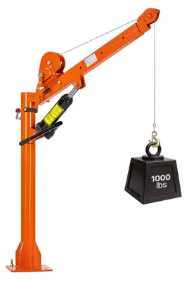 Image de Grue de levage VEVOR, capacité de 453,6 kg, grue de chargement manuelle incluant un treuil manuel et une pompe hydraulique de 8 tonnes, grue de levage avec flèche télescopique et rotation à 360°, équipement de levage en acier au carbone pour camions pick-up et remorques