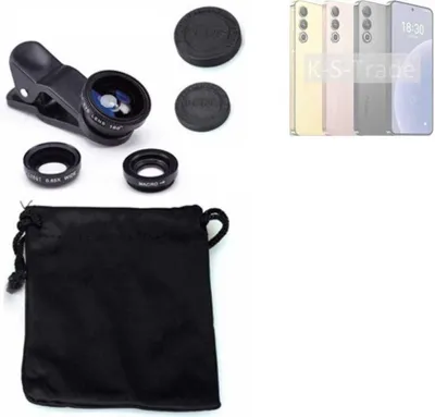 Produktbild von K-S-Trade Smartphone Kamera Linsen Set Kompatibel mit Meizu 20 3in1 Clip-On Kamera Adapter Macro Weitwinkel FishEye Fischauge Objektiv Linse