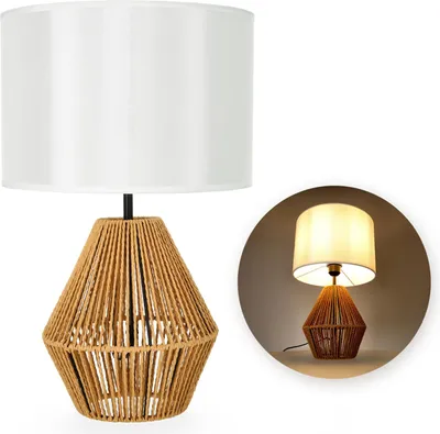 Obrázok produktu pre Stolná lampa v štýle boho, biely tienidlo, 50 cm