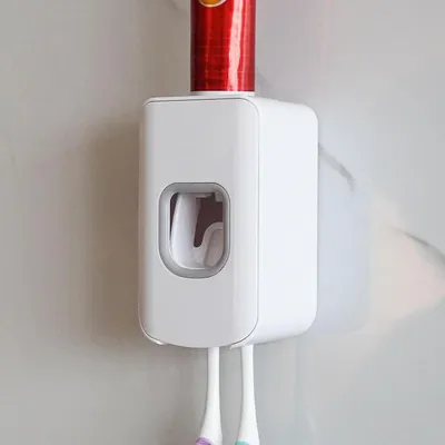 Immagine prodotto di Portaspazzolini da parete con 2 fessure e dispenser per dentifricio, colore bianco