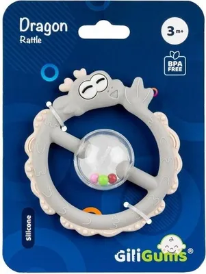 Produktbild von Rassel Drache mit Beißring und Noppen zur Zahnfleischmassage ab 3 Monaten