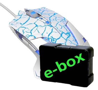 Produktbild von Kabelgebundene USB-Maus, E-blue Mazer Pro, weiß und blau, optisch, 2500DPI, e-box