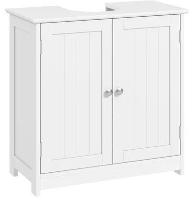 Obrázok produktu pre Kúpeľňová skrinka – skrinka pod umývadlo – 2 dvere – 60×30×60 cm – drevo – na montáž – biela