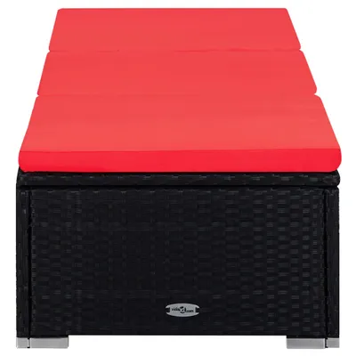 Produktbild von VidaXL 3057667, Lounge, Gepolsterter Sitz, Polyester, Polyrattan, Stahl, Schwarz, Rot, 600 mm, 1950 mm