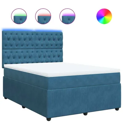Produktbild von Boxspringbett mit Matratze Blau 140x200 cm Samt