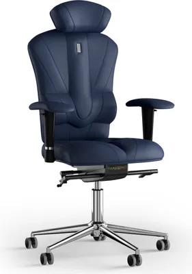 Produktbild von KULIK SYSTEM Victory – Schreibtischstuhl für Büro und Zuhause mit patentierter ergonomisch geformter Rückenlehne und Sitzkissen. Kunstleder Blau