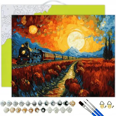 Immagine prodotto di Set pittura per numeri Treno del tramonto 40x50