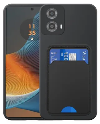 Image de Adaptée pour Motorola Edge 50 Fusion Phone Case with TPU Card Holder - Flexible Back Cover Case Silicone TPU with Cardslot - Black - Smartphonics