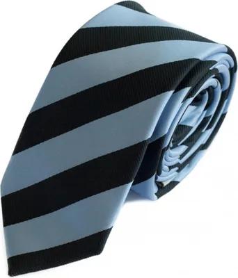 Produktbild von Fabio Farini - 1 Stück gestreifte Herren Krawatte - Tie mit Streifen in 6cm oder 8cm Breite Schmal (6cm), Schwarz/Himmelblau