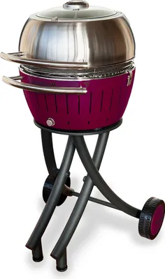 Image de LotusGrill XL Gartengrill Set Pflaumenlila - Grillwagen mit Grillhaube XL aus Edelstahl