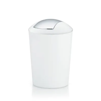 Image de Kela Seau à couvercle basculant Marta plastique blanc 29cmh 19,5cmØ 5l, 22301