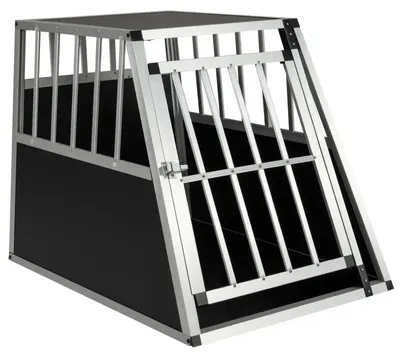 Image de Cage de transport pour chiens avec porte verrouillable PW10153, 91 x 65 x 69,5 cm, noir/argent - A