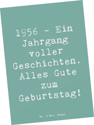 Produktbild von Mr. & Mrs. Panda Postkarte Spruch 1956 Geburtstag - Meeresbrise - Geschenk, Meilenstein, Alles Gute zum, Geboren am, Geburtstagsgeschenk, Feier, Ansichtskarte, Postkarten