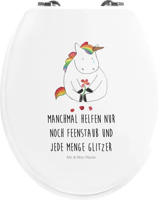 Produktbild von Mr. & Mrs. Panda Klodeckel Einhorn Traurig - Weiß - Geschenk, Grußkarte, Klo-Deckel, Blume, WC-Sitz, Deko, Trauer, Toilettendeckel, Einhörner, Glitzer, WC Deckel, Liebe