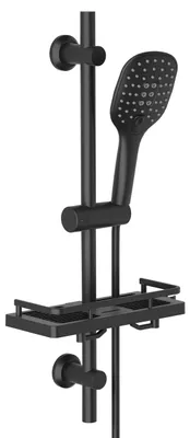 Duschstange 70 cm Edelstahl schwarz, Duschset mit Ablage und Handbrause