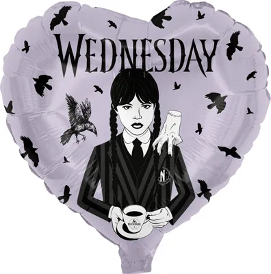 Produktbild von Wednesday Folienballon Herz ø45 cm für Kindergeburtstag Halloween Motto-Party