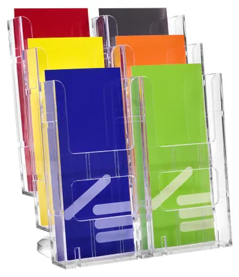 Produktbild von Tischprospektständer DIN Lang (99x210mm)  mit 6 Fächer Prospektständer / Prospekthalter / Flyerständer / Flyerhalter