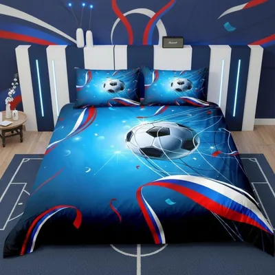 Produktbild von Bettwäsche-Set Fußball Motiv 135x200cm Mikrofaser Mehrfarbig 2-teilig Reißverschluss