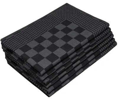 Productafbeelding van Theedoeken - 100% katoen - 65 x 65 cm - Zwart - Set van 6