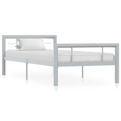 Produktbild von The Living Store Bettgestell Grau und Weiß Metall 90×200 cm