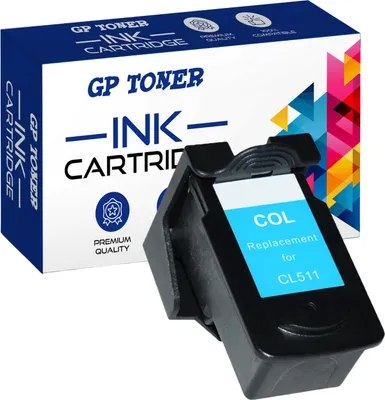 A product shot of an ink cartridge and its packaging.