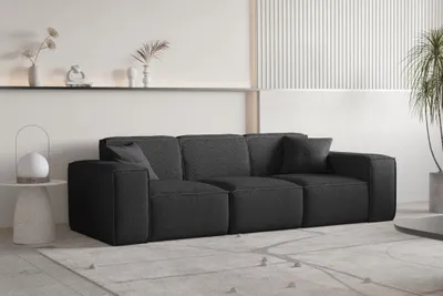 Produktbild von Sofa Designersofa CELES PREMIUM 3-Sitzer in Stoff Ascot Bukla Schwarz