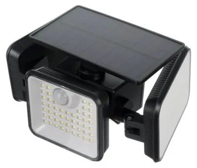 Zdjęcie produktu dla Solarna lampa ogrodowa LED z trzema ramionami – wyposażona w czujnik ruchu i zmierzchu, klasa szczelności IP65, akumulator 1800 mAh