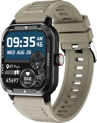 A smartwatch is displayed against a white background.